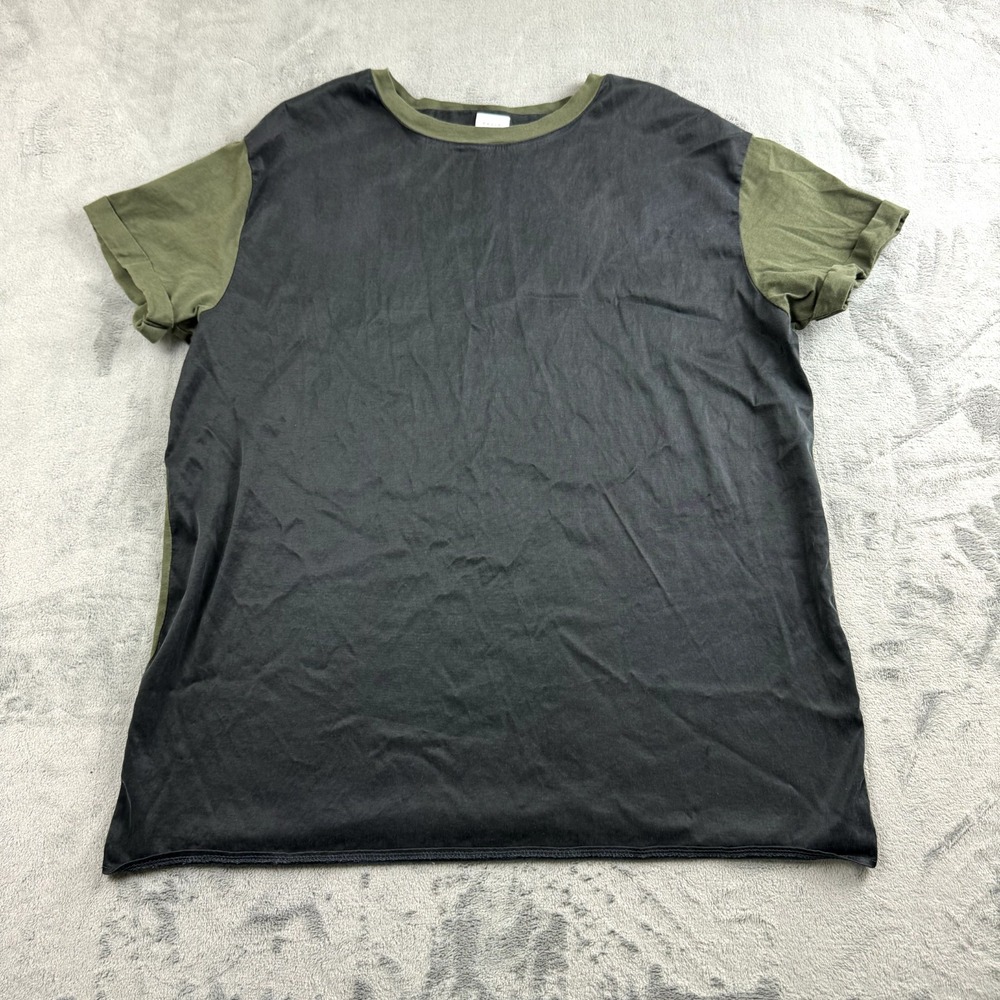 David Naman Mens‎ Shirt Size XL Short Sleeve Cupro Designer Black Green Basic